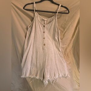 Promesa Cream Button-Front Sleeveless Romper